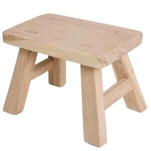 Unfinished Natural Wood Step Stool Footstool 11 inch for Kids Adults